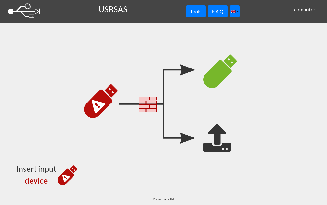 Capture d'écran de l'interface utilisateur de la solution USB SAS.